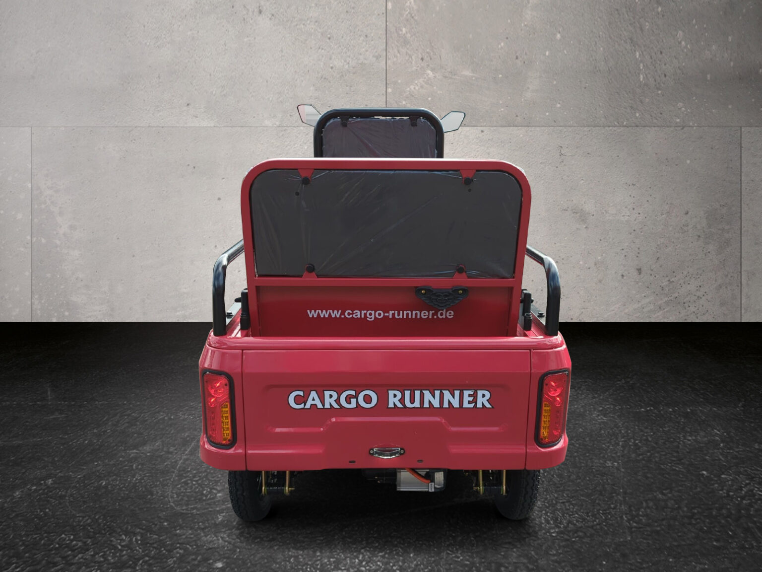 Rückansicht des roten Modells mit geschlossener Rückenlehne