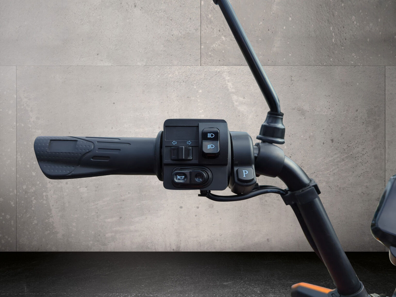 Lenker mit detailierter Ansicht des Steuergriffs