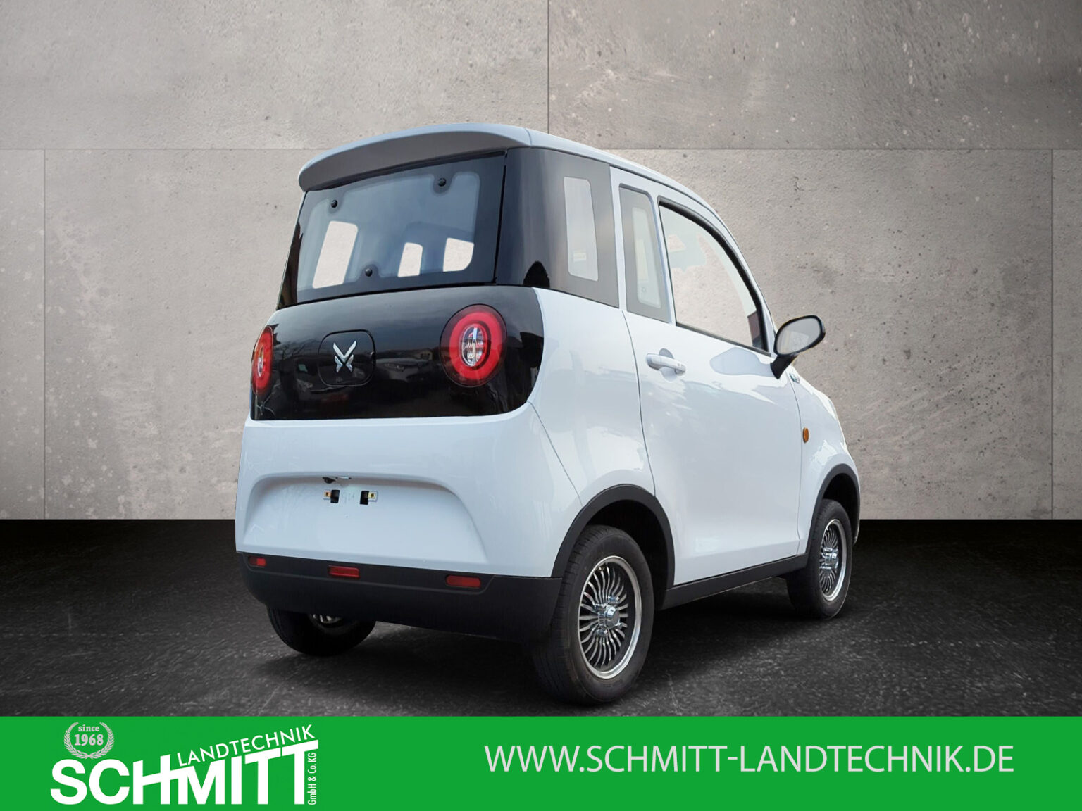 Rückansicht des Cargo Runner Passenger 2-Sitzer Elektroautos in Hellblau