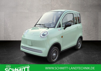 Seitenansicht des Cargo Runner Passenger 2-Sitzer Elektroauto in Mintgrün