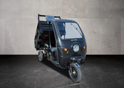 Frontalansicht des Heavy Duty in Schwarz mit Dach und stabiler Front