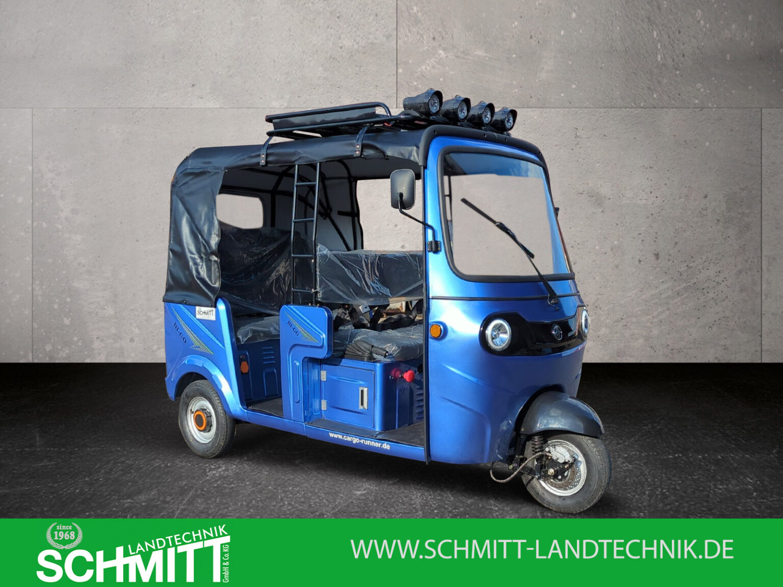 Elektro-Tuk-Tuk Cargo Runner HIGo in der Farbe Blau